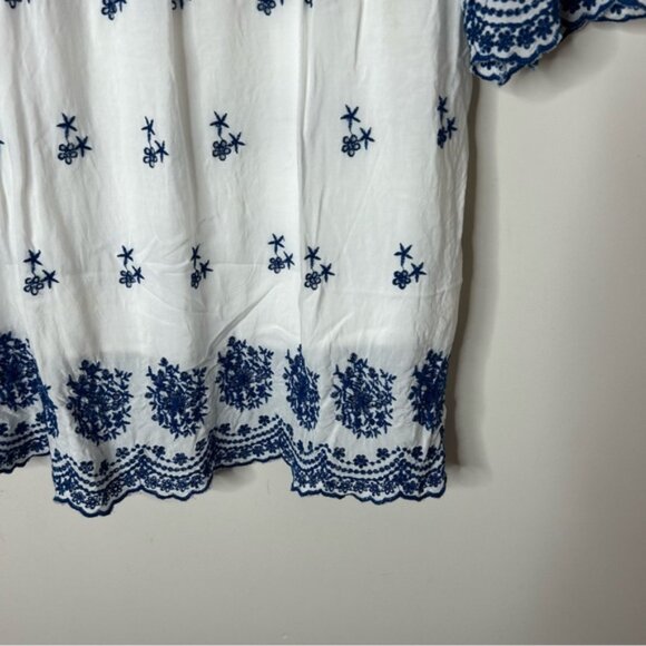 LULUS With a Whisper Blue and Ivory Embroidered Dress 3/4 Sleeve Boho Chic XS - Picture 8 of 16